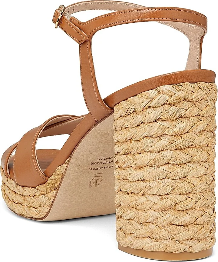 Women's Dayna 90MM Leather & Raffia Platform Sandals - Adobe Natural - Size 10 - Image 7