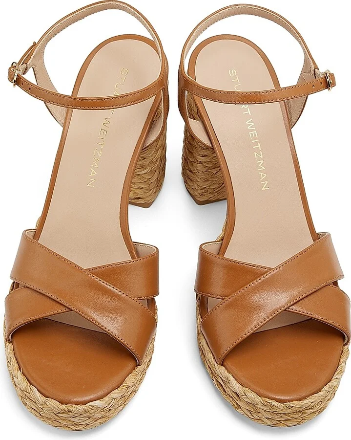 Women's Dayna 90MM Leather & Raffia Platform Sandals - Adobe Natural - Size 10 - Image 8