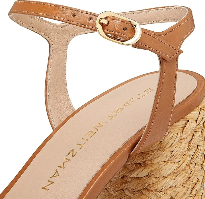 Women's Dayna 90MM Leather & Raffia Platform Sandals - Adobe Natural - Size 10 - Image 9