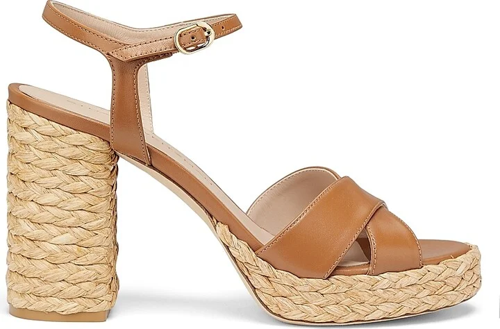 Women's Dayna 90MM Leather & Raffia Platform Sandals - Adobe Natural - Size 10 - Image 11