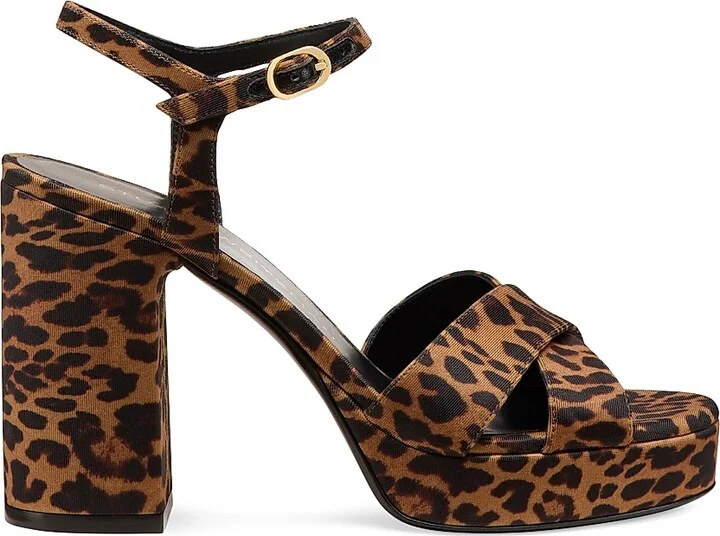 Women's Dayna 90MM Leopard Print Platform Sandals - Classic - Size 10