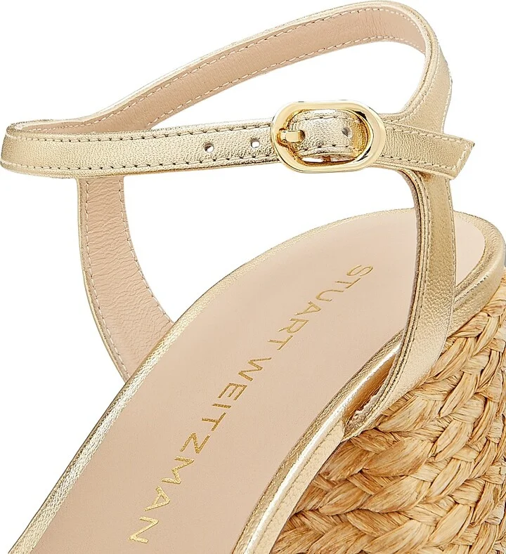 Women's Dayna 90MM Metallic Leather Platform Sandals - Golden Natural - Size 5.5 - Image 5