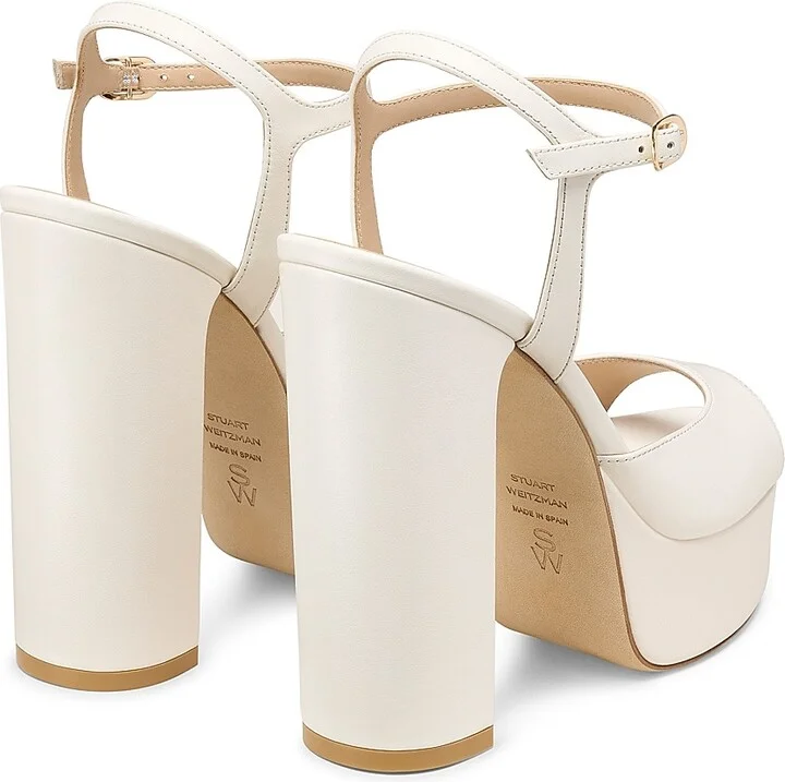 Women's Dayna Boost 130MM Leather Platform Sandals - Cream - Size 10 - Image 3