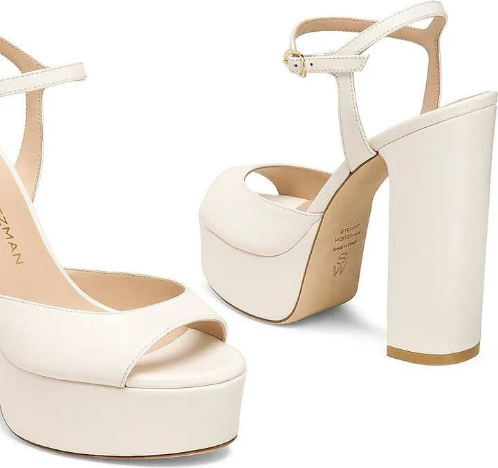 Women's Dayna Boost 130MM Leather Platform Sandals - Cream - Size 10 - Image 4