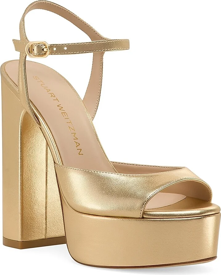 Women's Dayna Boost 130MM Metallic Leather Platform Sandals - Golden - Size 10 - Image 2