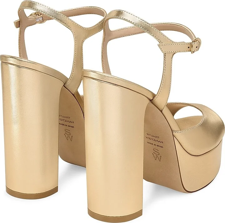 Women's Dayna Boost 130MM Metallic Leather Platform Sandals - Golden - Size 10 - Image 3