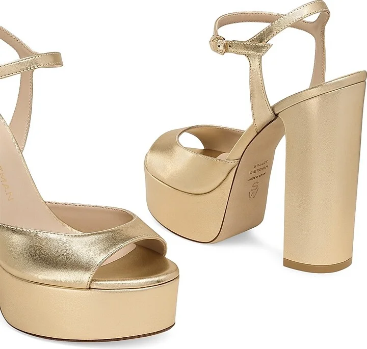 Women's Dayna Boost 130MM Metallic Leather Platform Sandals - Golden - Size 10 - Image 4