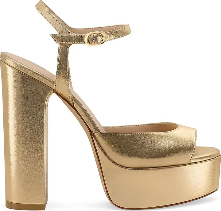 Women's Dayna Boost 130MM Metallic Leather Platform Sandals - Golden - Size 10