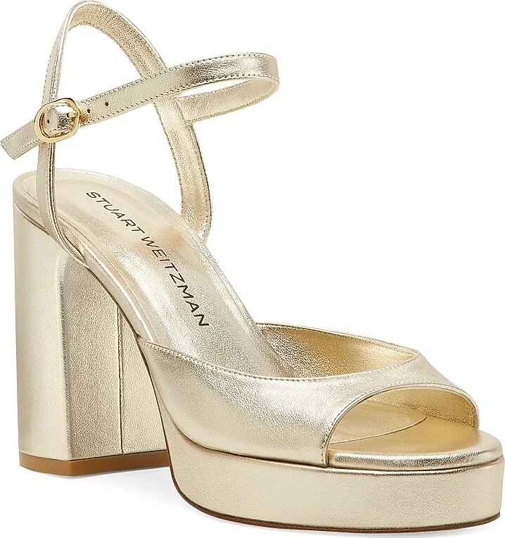 Women's Dayna II 100MM Metallic Leather Platform Sandals - Light Gold - Size 10 - Image 2