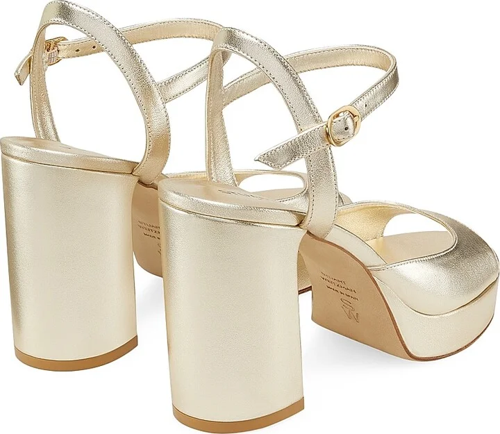 Women's Dayna II 100MM Metallic Leather Platform Sandals - Light Gold - Size 10 - Image 3