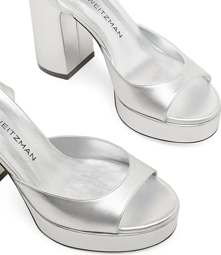 Women's Dayna II 100MM Metallic Leather Platform Sandals - Light Gold - Size 10 - Image 7