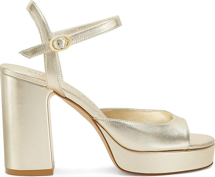 Women's Dayna II 100MM Metallic Leather Platform Sandals - Light Gold - Size 10