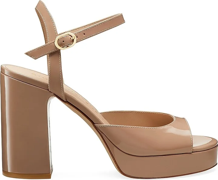 Women's Dayna II 100MM Patent Leather Platform Sandals - Fawn - Size 10