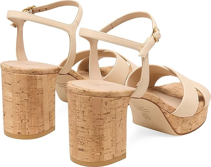 Women's Dayna Leather Platform Sandals - Barely Beige - Size 12 - Image 3
