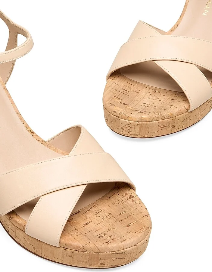 Women's Dayna Leather Platform Sandals - Barely Beige - Size 12 - Image 4