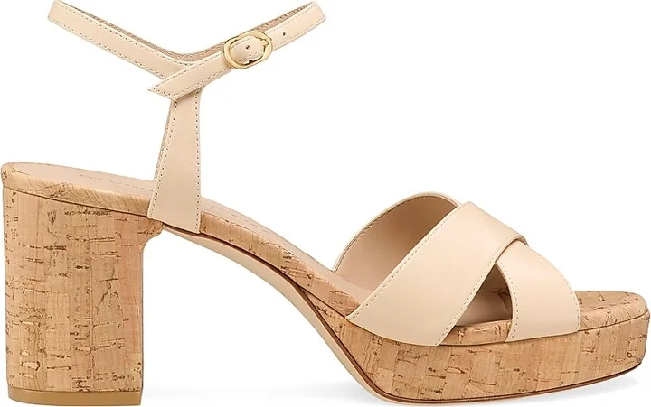 Women's Dayna Leather Platform Sandals - Barely Beige - Size 12