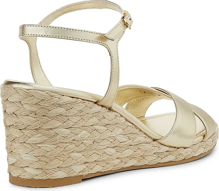Women's Dayna Metallic-Leather Espadrille Wedges - Light Gold Natural - Size 10 - Image 3