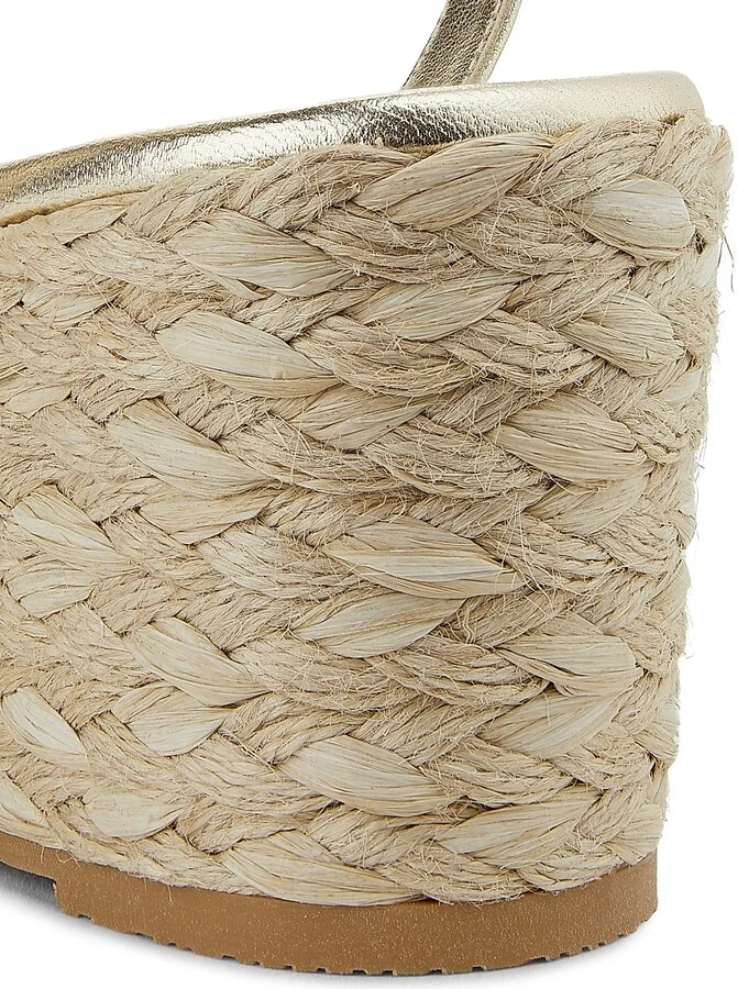 Women's Dayna Metallic-Leather Espadrille Wedges - Light Gold Natural - Size 10 - Image 5