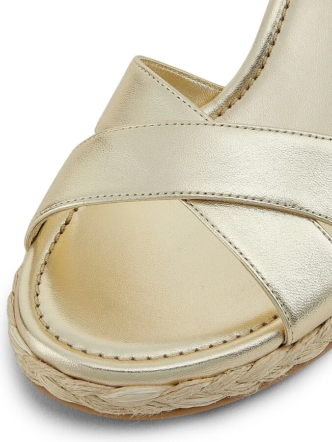 Women's Dayna Metallic-Leather Espadrille Wedges - Light Gold Natural - Size 10 - Image 6