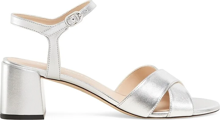 Women's Dayna Metallic Leather Leather Buckle Sandals - Silver - Size 6