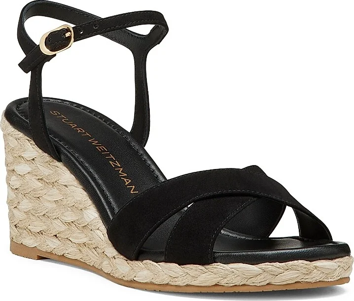 Women's Dayna Suede Espadrille Wedges - Black Natural - Size 10 - Image 2