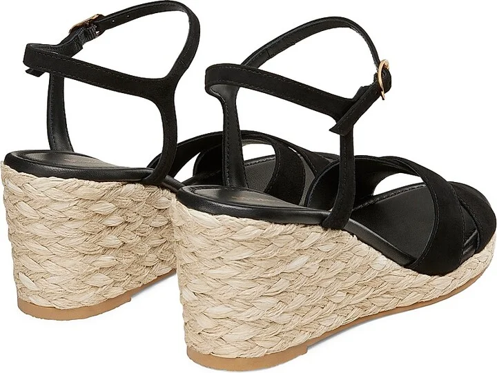 Women's Dayna Suede Espadrille Wedges - Black Natural - Size 10 - Image 3