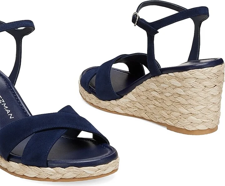 Women's Dayna Suede Espadrille Wedges - Black Natural - Size 10 - Image 7
