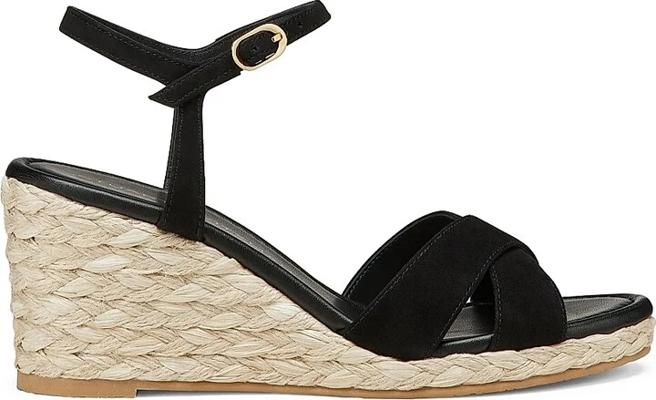 Women's Dayna Suede Espadrille Wedges - Black Natural - Size 10