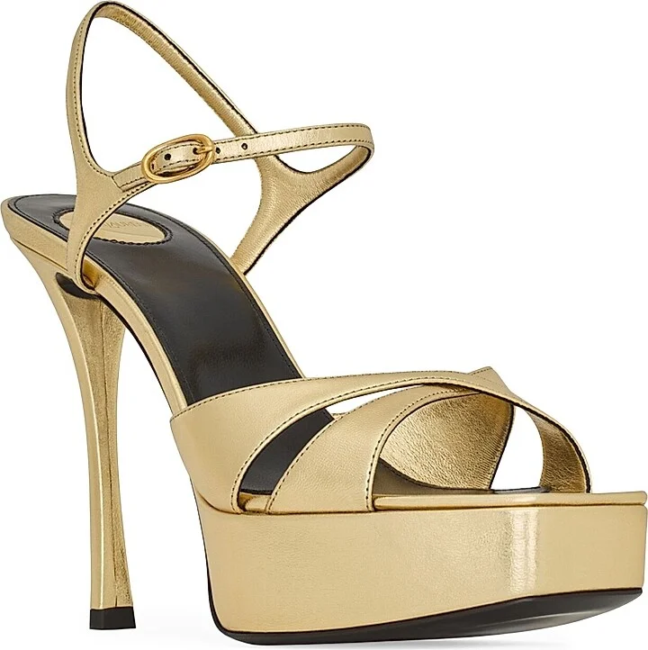Women's Debbie Platform Sandals in Metallic Leather - Gold - Size 8 - Image 2