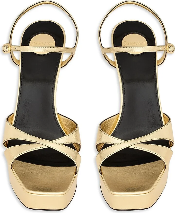 Women's Debbie Platform Sandals in Metallic Leather - Gold - Size 8 - Image 3