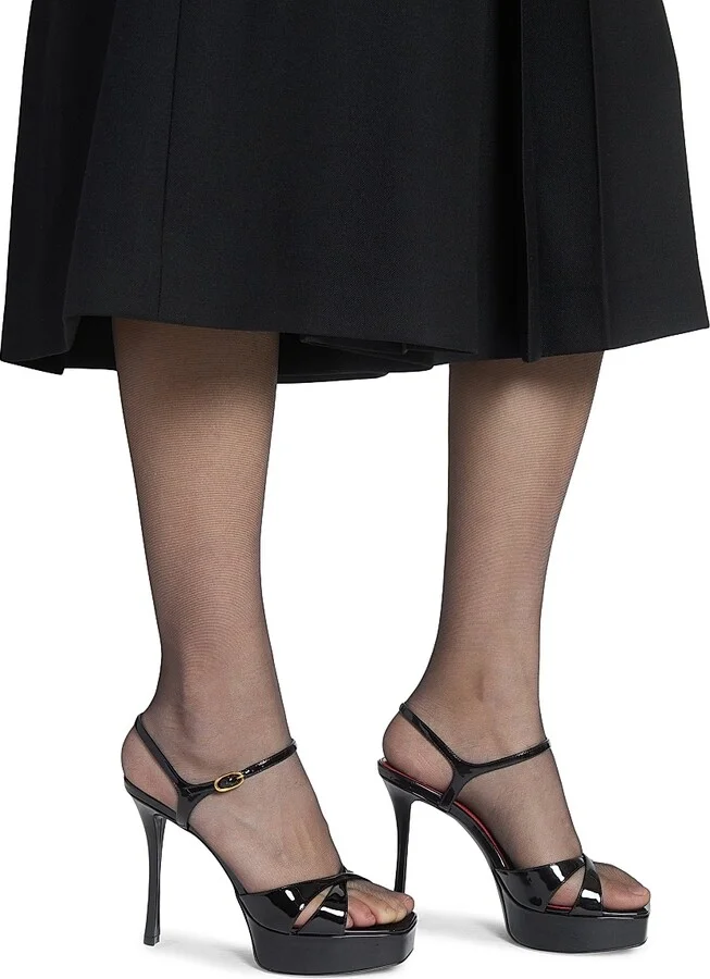 Women's Debbie Platform Sandals in Patent Leather - Black - Size 6 - Image 4