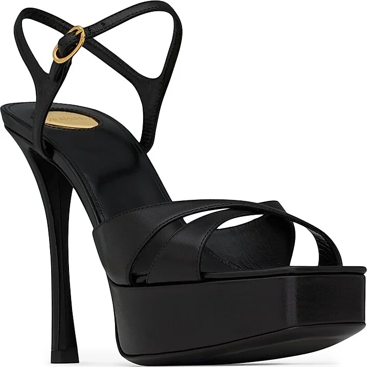 Women's Debbie Platform Sandals in Smooth Leather - Black - Size 5.5 - Image 2
