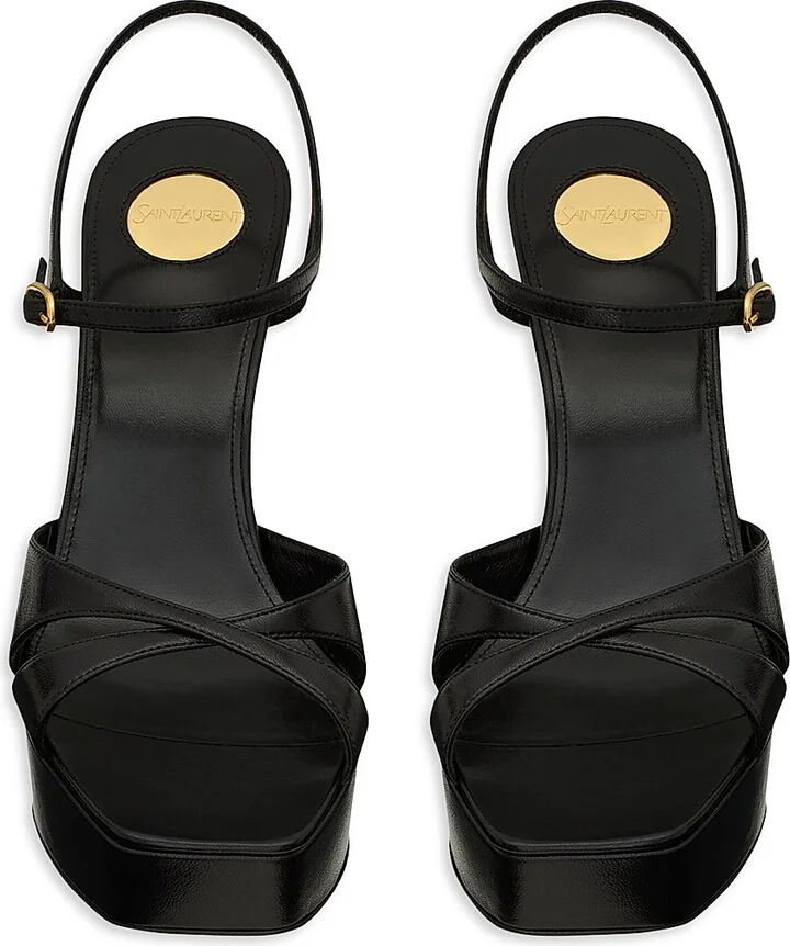 Women's Debbie Platform Sandals in Smooth Leather - Black - Size 5.5 - Image 3