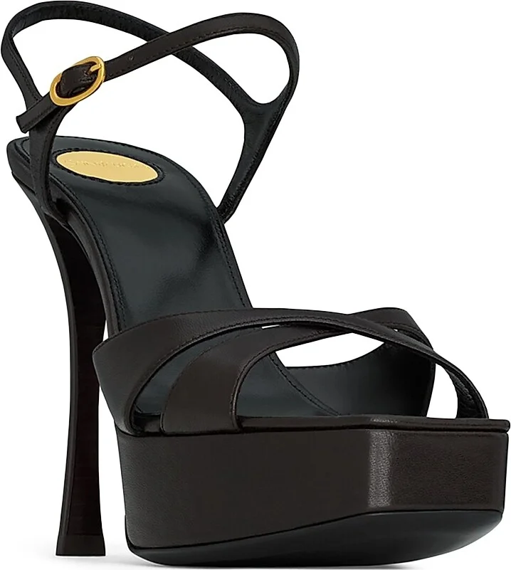 Women's Debbie Platform Sandals in Smooth Leather - Eagle Brown - Size 6.5 - Image 2