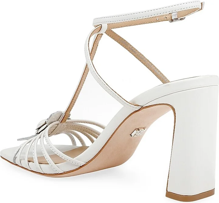Women's Debora 85MM Floral Leather Sandals - White - Size 5 - Image 3