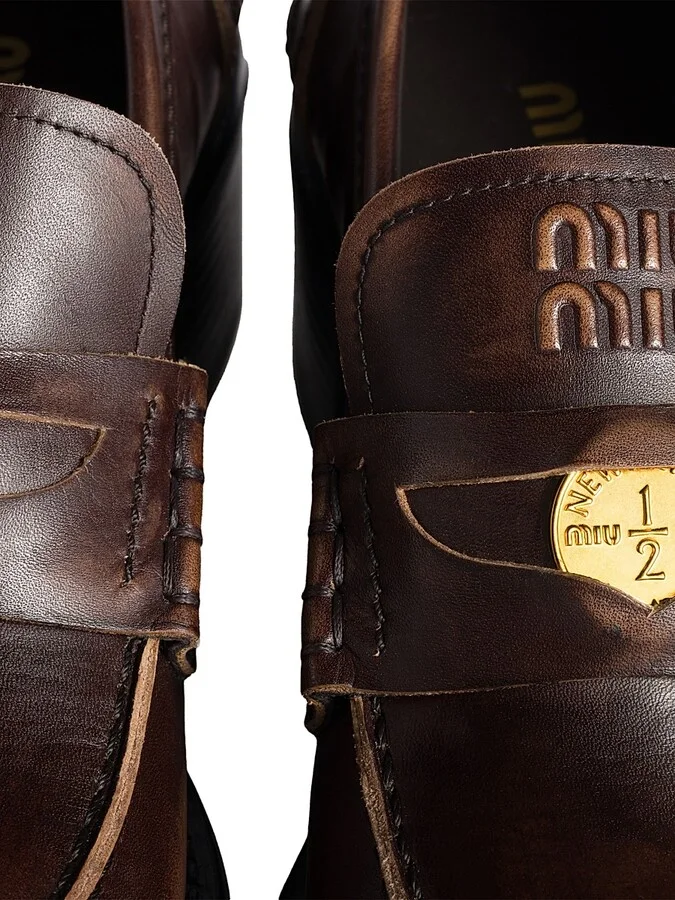 Women's Decò Calf Leather Loafers - Brown - Size 11 - Image 3