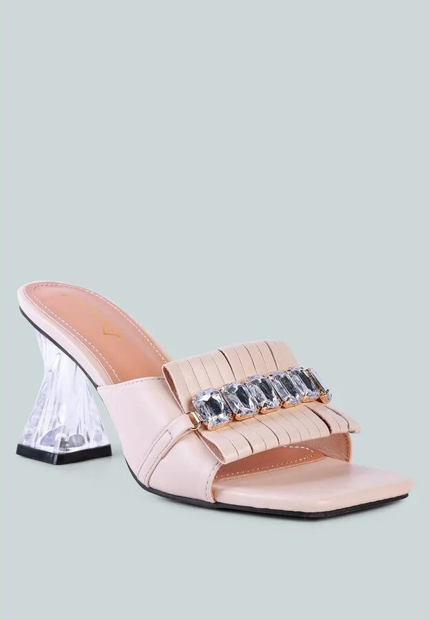 Women's Deeba Diamante Embellishment Clear Spool Heel Sandals - Image 2