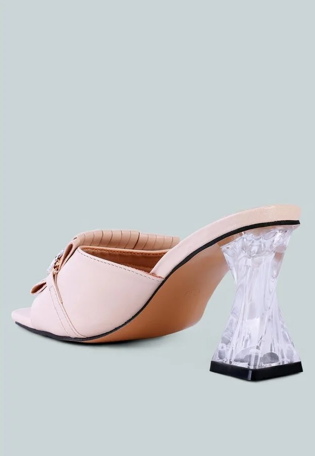 Women's Deeba Diamante Embellishment Clear Spool Heel Sandals - Image 3