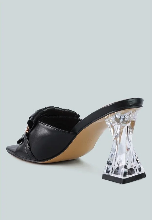 Women's Deeba Diamante Embellishment Clear Spool Heel Sandals - Image 4