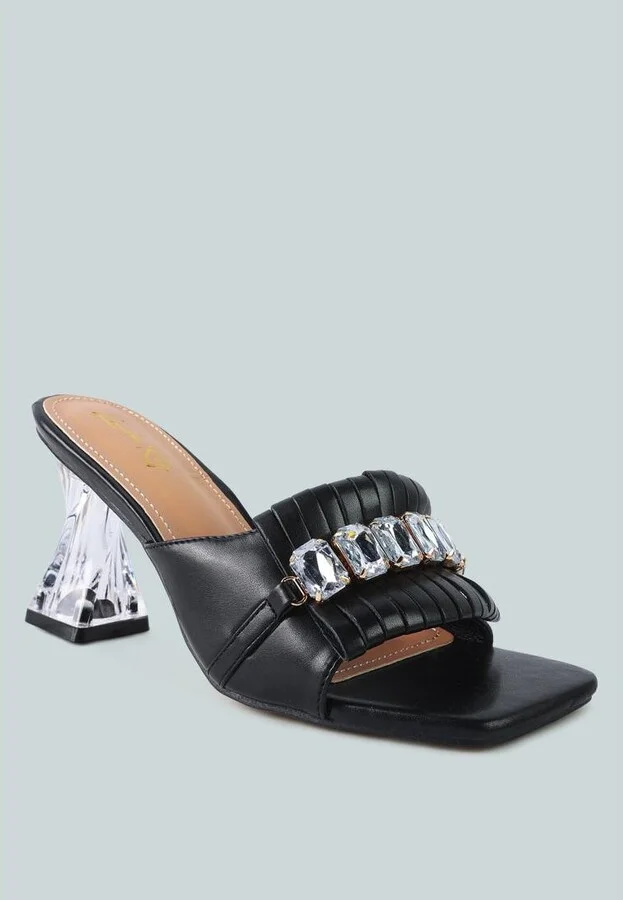 Women's Deeba Diamante Embellishment Clear Spool Heel Sandals - Image 5