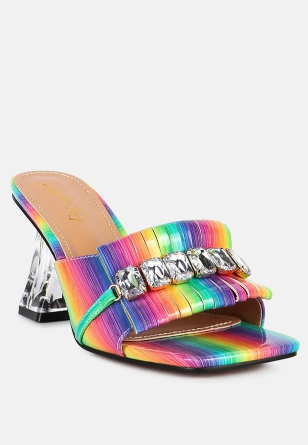 Women's Deeba Diamante Embellishment Clear Spool Heel Sandals - Image 7