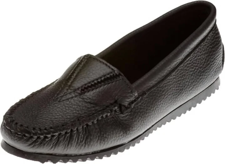 Women's Deerskin Moccasin - Gore Front In Black