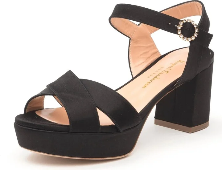 Women's Deidre Fray Crystal Satin Platform In Black