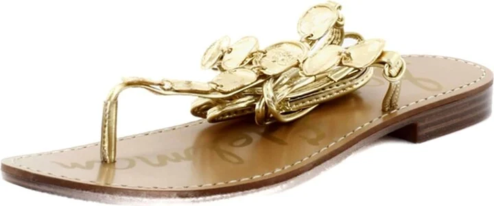 Women's Deirdre Strappy Medallion Thong Flat Fashion Sandals In Goldmine