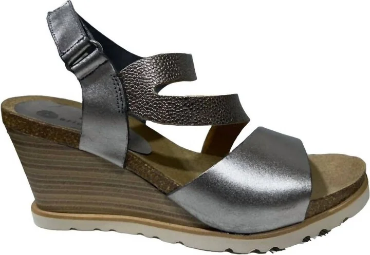 Women's Delaney Wedge Sandals In Pewter Leather