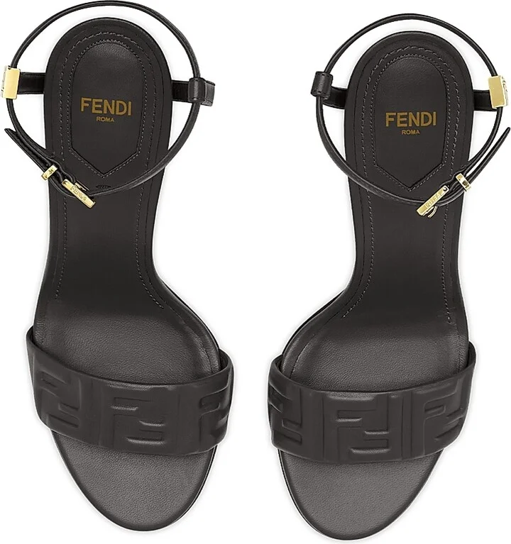 Women's Delfina 95MM Leather Sandals - Nero - Size 5 - Image 4