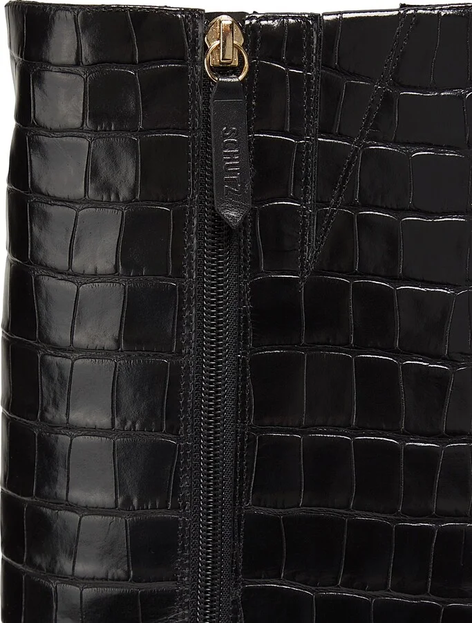 Women's Dellia 65MM Croc Leather Mid-Calf Boots - Black - Size 5 - Image 5