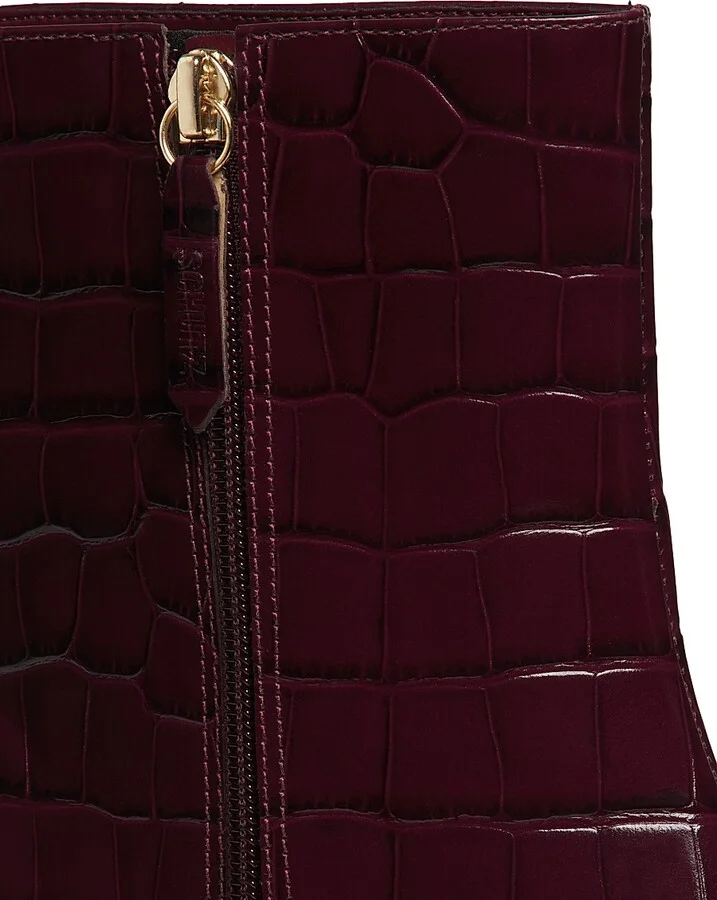 Women's Dellia 65MM Crocodile-Embossed Leather Boots - Merlot Wine - Size 5 - Image 5