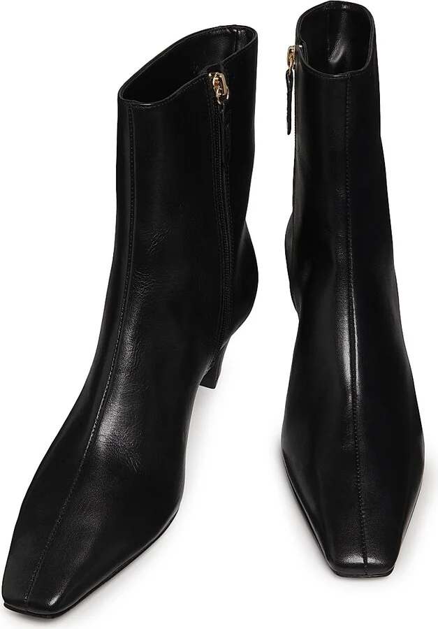 Women's Dellia 65MM Leather Mid-Block Boots - Black - Size 5.5 - Image 4