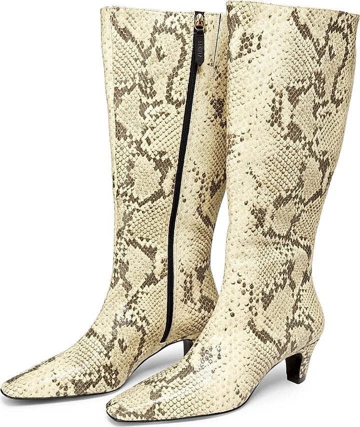 Women's Dellia 65MM Snake-Embossed Leather Boots - Natural - Size 5 - Image 2
